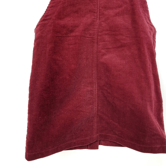 NWT Harper Heritage Maroon Red Pinafore Corduroy Overall Mini Dress - Picture 5 of 9